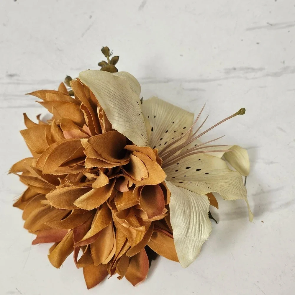 Handmade Chrysanthemum‎ & Lily Hair Flower Clip Fascinator Pinup Rockabilly Tiki